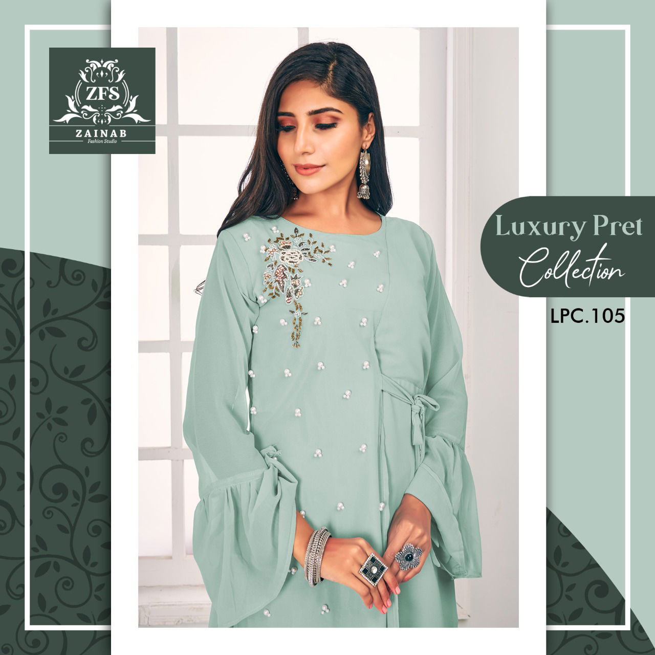 Zainab Fashion Studio Ipc 105 Georgette Party Wear Latest Top With Bottom